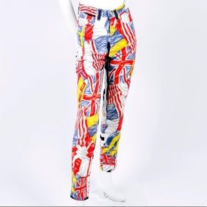 Rare Vintage Gianni Versace Jeans Couture Pants W Novelty Flag Print